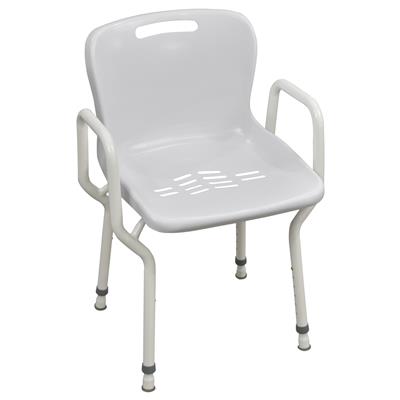 K CARE Shower Chair Clip On Plastic Seat Arms Aluminum